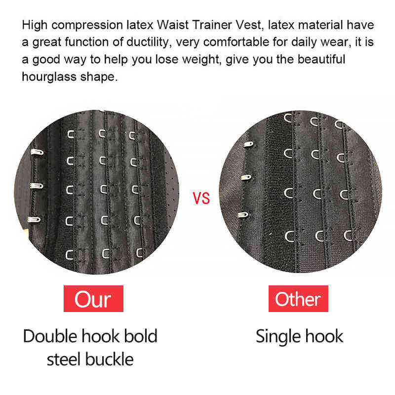 Corset Body Shaper 25 Steel Bones Latex Vest Waist Trainer Slimming Orthopedic Belt Modeling Strap Shapers 220104