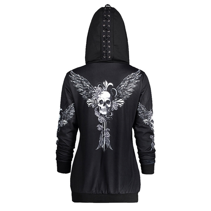 New Gothic Women Hoodie Casual Long Sleeve Hooded zip-up Sweatshirts Hooded Female Jumper Fashion Women Tracksuits Hoodie 201109