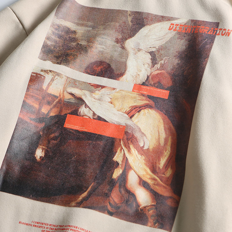 Men Hip Hop Hoodie Sweatshirt Retro Painting Print Harajuku Hooded Pullover Streetwear Autumn Cotton Loose Hoodies Winter 201128
