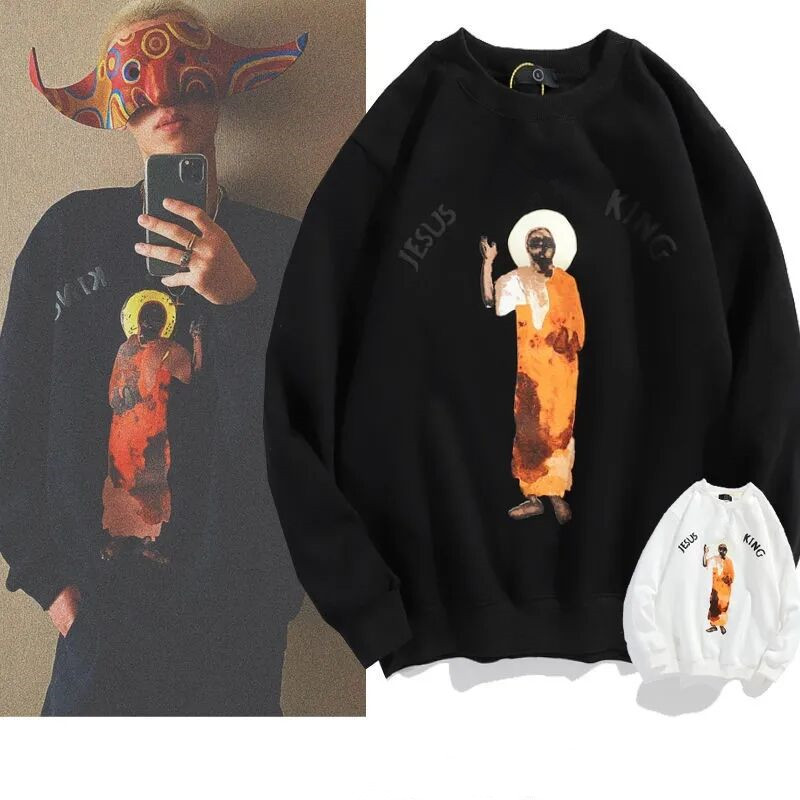 2021 European and American Kanye retro letter hip hop loose sweater men's and women's casual lovers' wear, Black
2021 European and American Kanye retro letter hip hop loose sweater men's and women's casual lovers' wear, Black