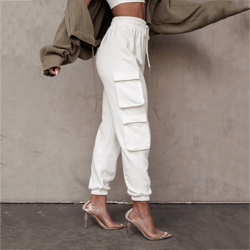 Women Tracksuit Sexy Crop Tops Sweatpants Casual Tank Tops Pocket Pants Pullover Elastic Trousers Sportwear Streetwear Outfits 210304