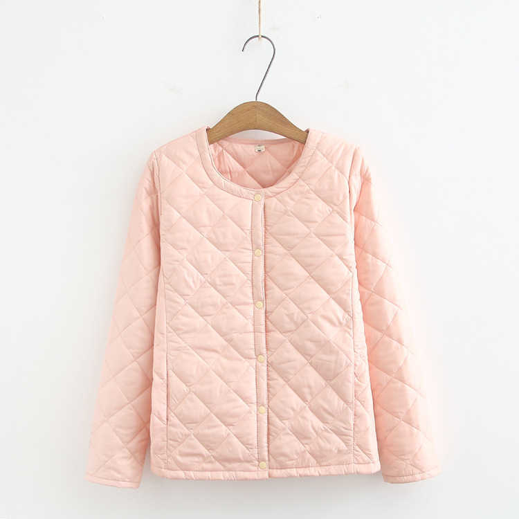 Bang 4XL Plus Size Lightweight Cotton Coat Women Winter Warm Liner Collarless With Zipper Female Slim Jackets 211013