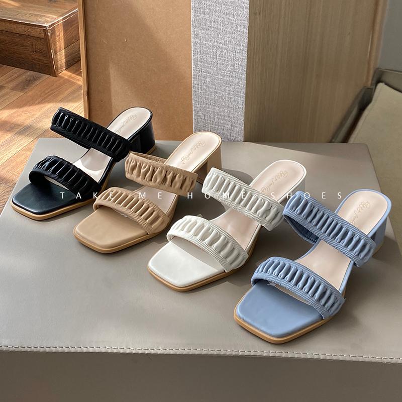 Slippers Bailamos Women Slipper Fashion Pleated Slides Square High Heel Ladies Sandal Shoes Open Toe Female Casual Flip Flop, Black
Slippers Bailamos Women Slipper Fashion Pleated Slides Square High Heel Ladies Sandal Shoes Open Toe Female Casual Flip Flop, Black