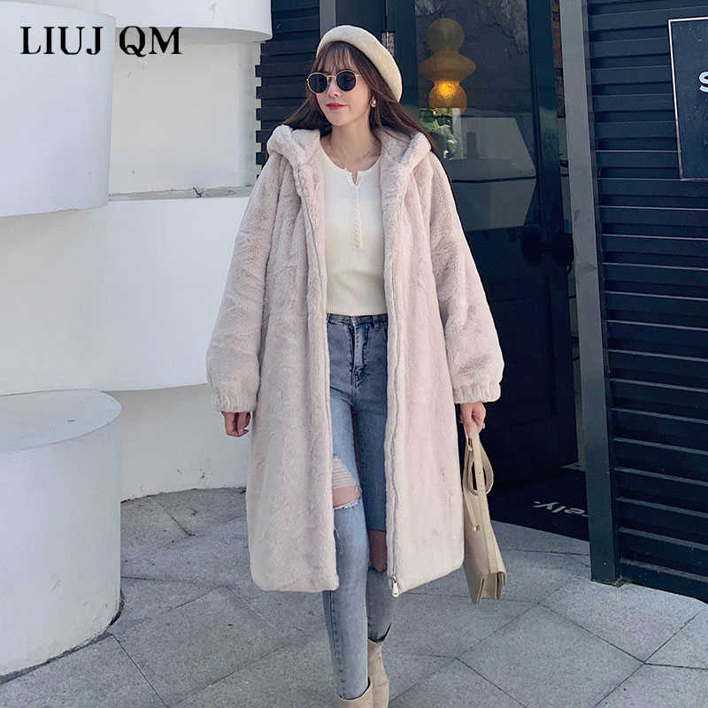 Women Parka Winter clothes Oversize Faux Fur Coat Thick Warm Long Fur Jacket Hooded Overcoat Plush Coat Winter Jackets 211019