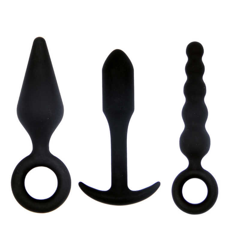 Massageartikel, 3 Arten, Silikon, Analplug, Buttplug, offener Expander, Dildo, Prostata-Massagegerät, Analdilatator, männlicher Masturbator, Männ