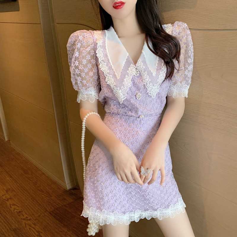 Summer Fashion Two Piece Set Women Sweet Lace Lapel Puff Sleeve Embroidery Shirt Top + High Waist A-Line Mini Skirt Suit 210526, Purple
Summer Fashion Two Piece Set Women Sweet Lace Lapel Puff Sleeve Embroidery Shirt Top + High Waist A-Line Mini Skirt Suit 210526, Purple