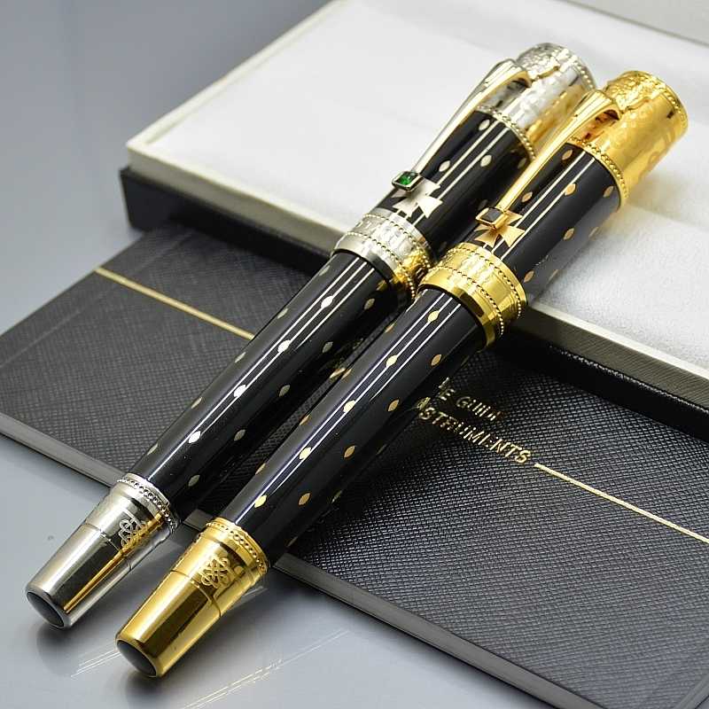 engrave Elizabeth Black and Golden Silver Limited edition Roller ball pen Fountain pen with Diamond inlay Cap Business office supplies K0FS, Blue;orange
engrave Elizabeth Black and Golden Silver Limited edition Roller ball pen Fountain pen with Diamond inlay Cap Business office supplies K0FS, Blue;orange