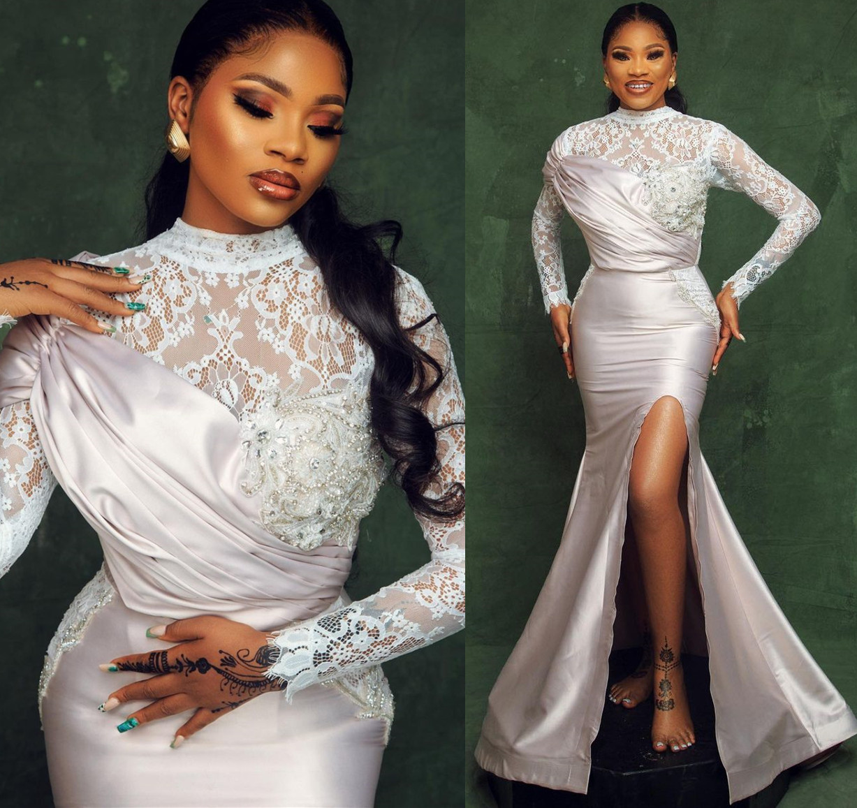 2022 Plus Size Arabic Aso Ebi Lace Beaded Crystals Wedding Dress Vintage Sexy High Neck Bridal Gowns Dresses ZJ355