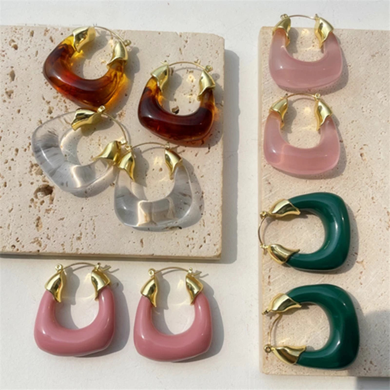 Retro Colorful Resin Transparent Circel Hoop Earrings Geometric Gold Metal Round for Woman Girls Travel Jewelry
Retro Colorful Resin Transparent Circel Hoop Earrings Geometric Gold Metal Round for Woman Girls Travel Jewelry