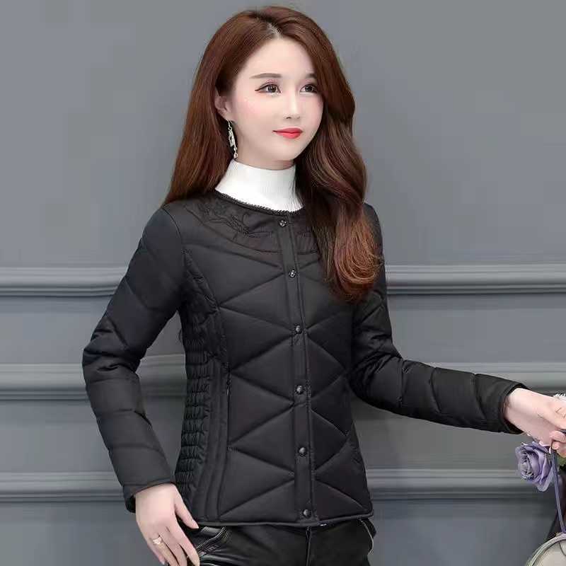 down jacket liner women's short long-sleeved large size mother's wear thickened warmth and slim down jacket down jacket 210918