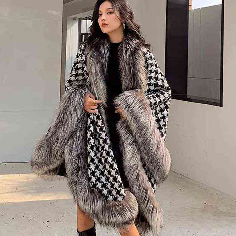 Silver Fox Fur Coat Winter Women Shawl Houndstooth Cape In Stock Faux Fur Cloaks Jacket For Evening Party X1106, Picture color
Silver Fox Fur Coat Winter Women Shawl Houndstooth Cape In Stock Faux Fur Cloaks Jacket For Evening Party X1106, Picture color