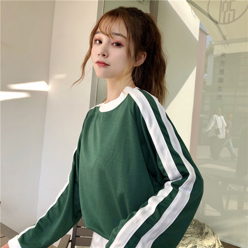 2021 New Spring Autumn Patckwork Stripes Long Sleeve Tee Women T-shirts Harajuku Preppy Style Tops Girls Student O-neck Shirt Z6vm, Green
2021 New Spring Autumn Patckwork Stripes Long Sleeve Tee Women T-shirts Harajuku Preppy Style Tops Girls Student O-neck Shirt Z6vm, Green