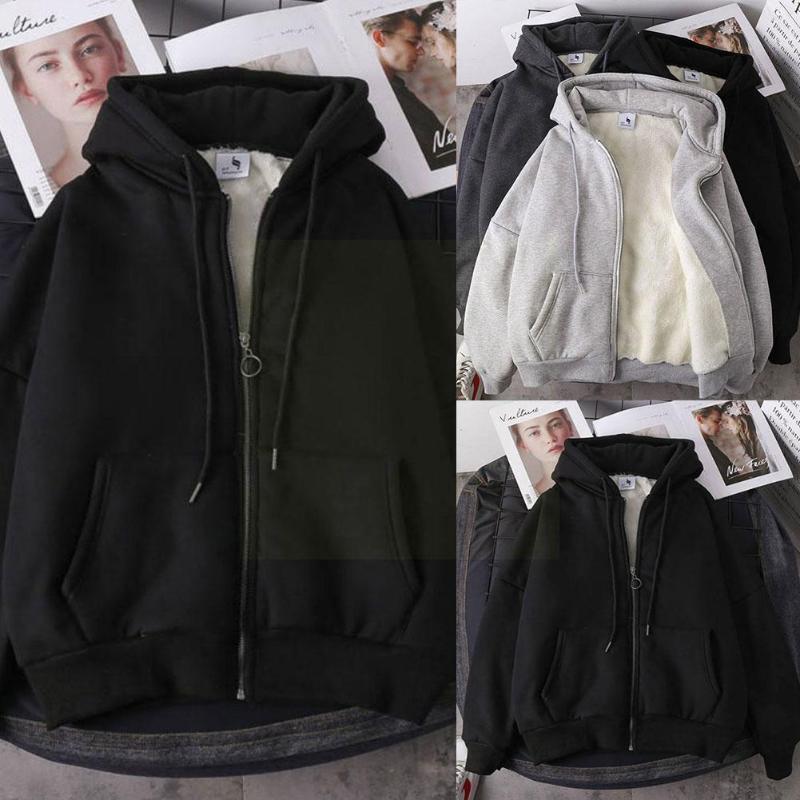 Women's Jackets Fleeced Hooded Coat Lady's Hoodie Loose And Heavy Blazers High Zipper Street W1Z5, Black;brown
Women's Jackets Fleeced Hooded Coat Lady's Hoodie Loose And Heavy Blazers High Zipper Street W1Z5, Black;brown