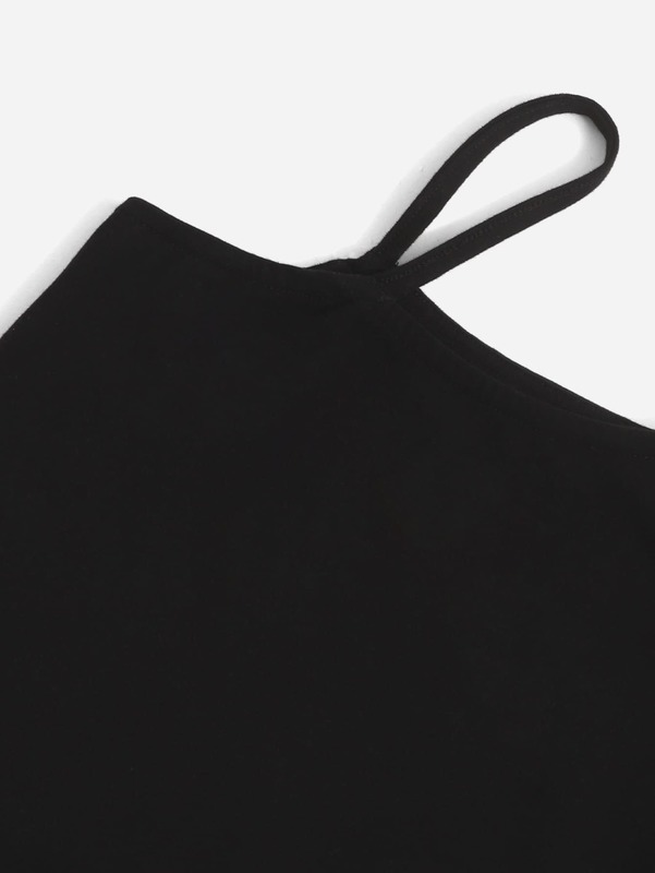 Girls Solid Asymmetrical Neck Dress SHE