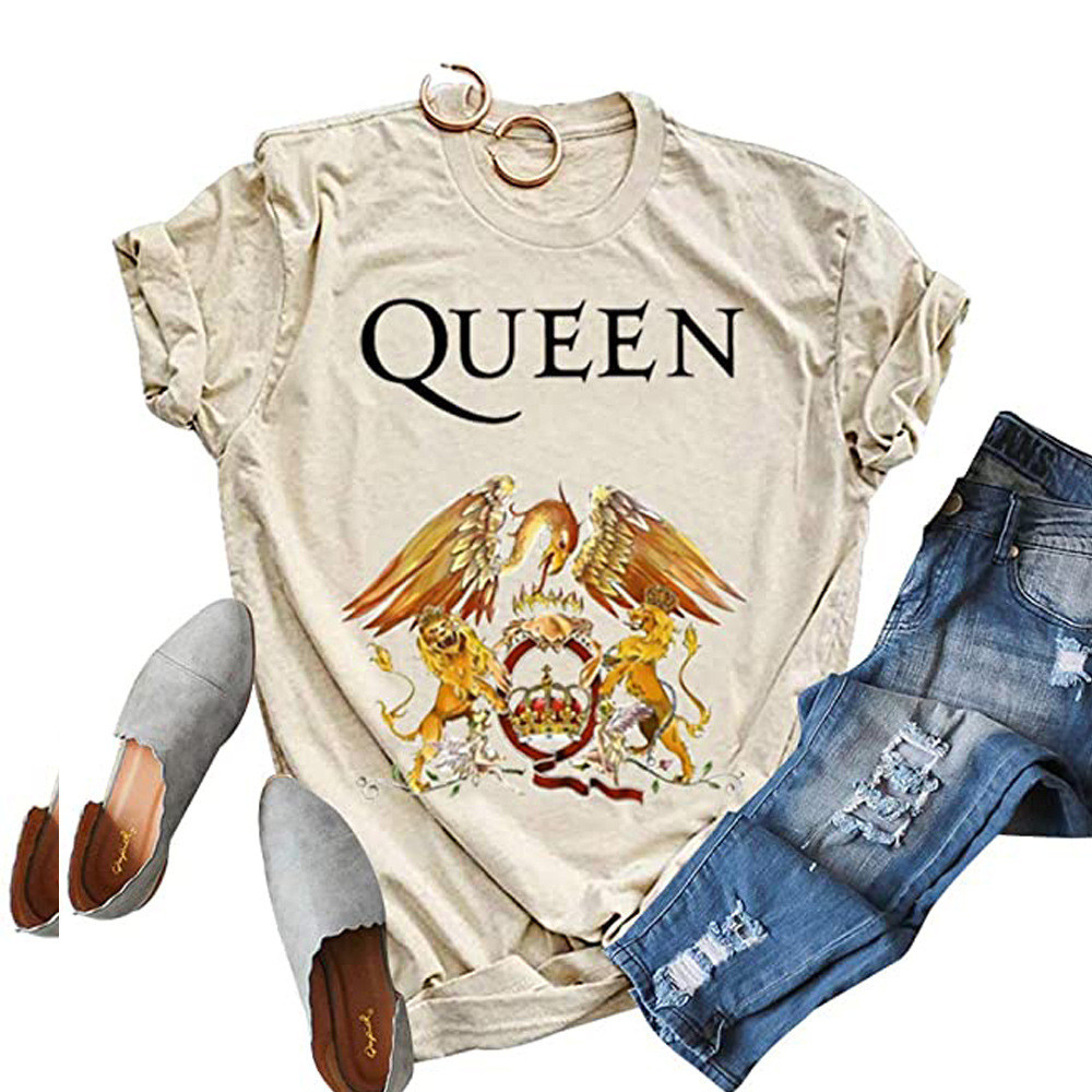 QUEEN Band Print Women Summer Vintage Tshirts O-neck Short Sleeve Oversized Tops Female Fashion Korean Style Clothes T shirt 210302, White
QUEEN Band Print Women Summer Vintage Tshirts O-neck Short Sleeve Oversized Tops Female Fashion Korean Style Clothes T shirt 210302, White