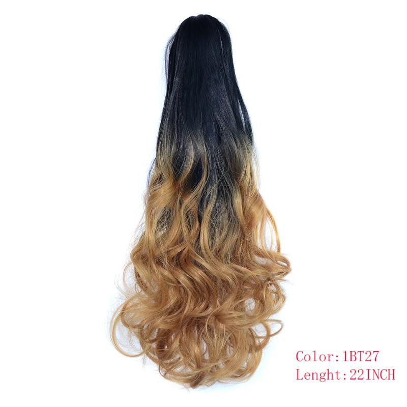 Synthetic Wigs Beiyufei Long Ponytail Wave Hair Ombre Color Brazilian Claw Ponytails Clip women wigs