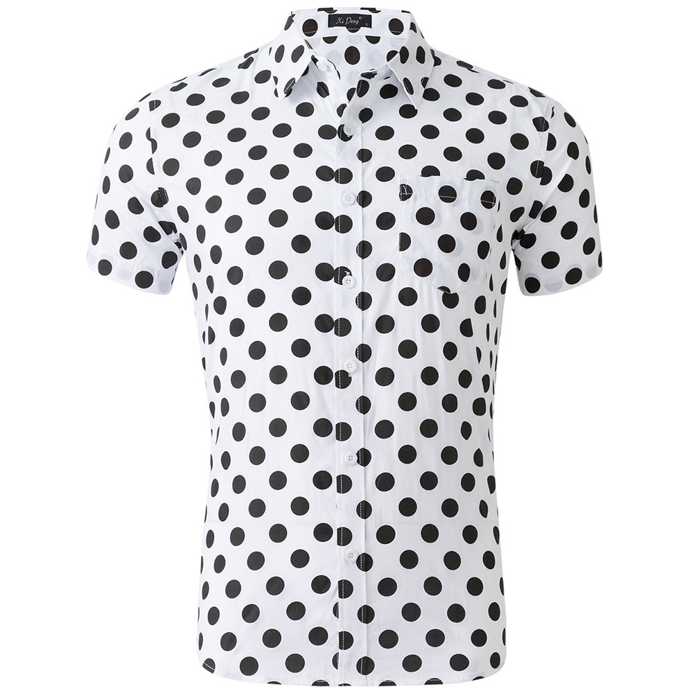 Summer New Men Graffiti Print Shirt Casual Turn-down Collar Short Sleeves Shirt Polka Dot Shirt Mens Clothing Trend T200505