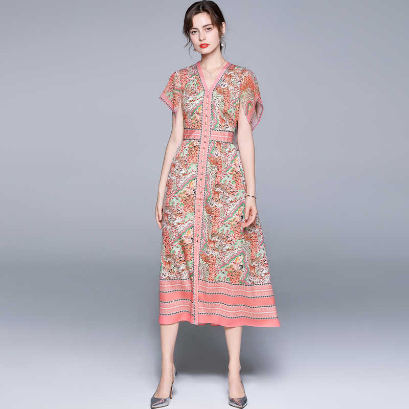 Women Summer Designer Elegant Print V Neck Sexy Wedding Party Robe Female High Quality Pink Vintage Long Dress Vestidos 210525
Women Summer Designer Elegant Print V Neck Sexy Wedding Party Robe Female High Quality Pink Vintage Long Dress Vestidos 210525