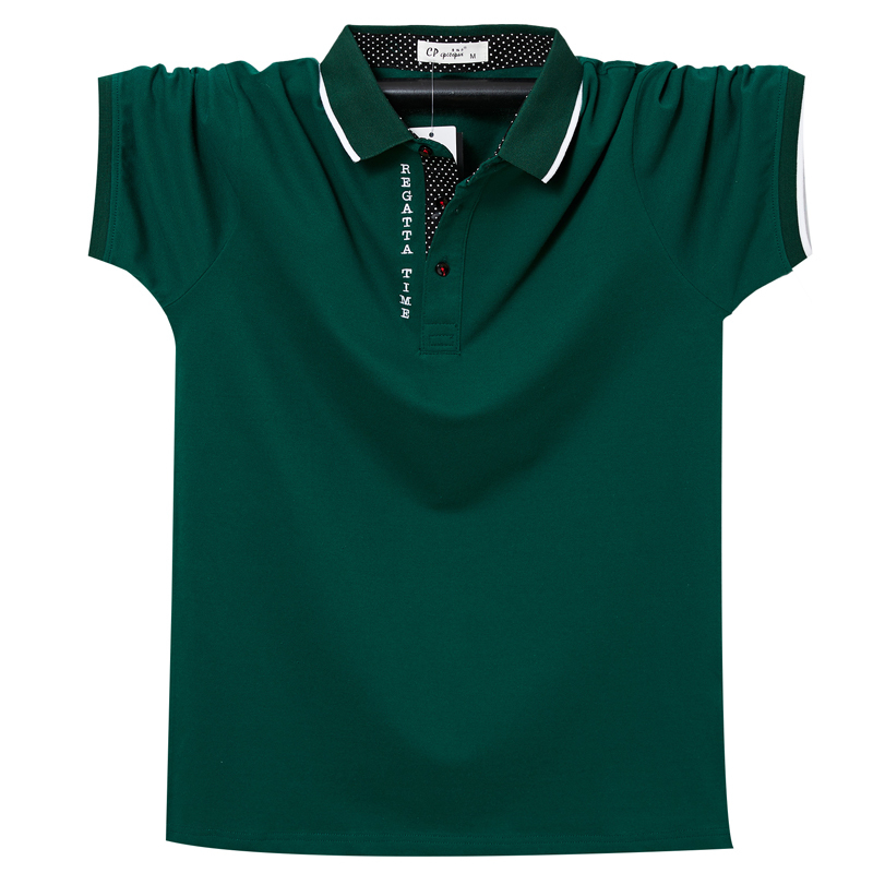 Men Polo Shirt Summer Breathable Cotton Letter Embroidery Men Short Top Tees Polo Business Casual Polo Shirt Men 6XL Plus Size 210308