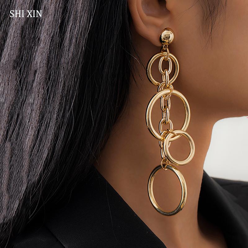 Dangle & Chandelier SHIXIN Punk Long Big Circle Link Chain Earrings For Women Hiphop Statement Large Drop Fashion 2021 Earring Jewelry Gift
Dangle & Chandelier SHIXIN Punk Long Big Circle Link Chain Earrings For Women Hiphop Statement Large Drop Fashion 2021 Earring Jewelry Gift