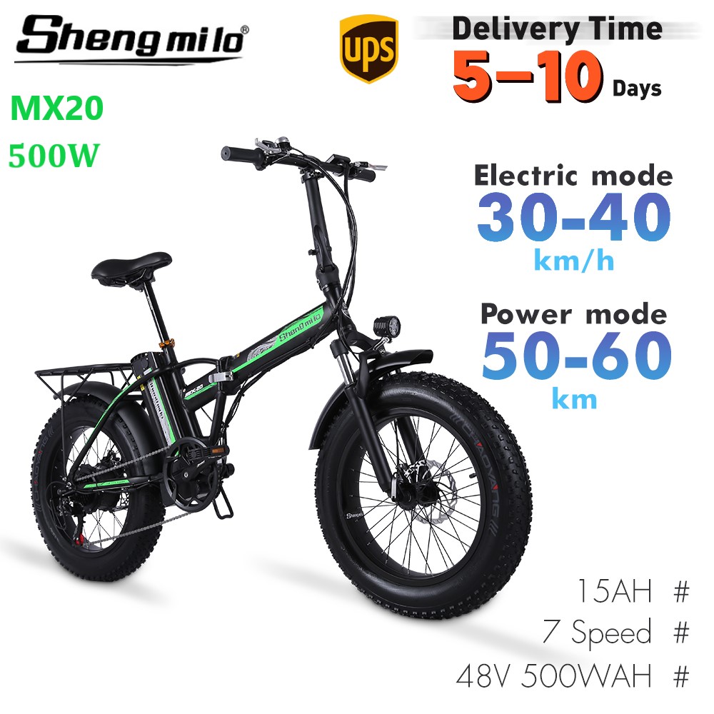 EU MX20 Folding Electric 500W Mountain Bike 15Ah 20 Inch Fat Tire Bicycle City Moped Beach Cruiser Shengmilo E-bike, Foot pedal 
EU MX20 Folding Electric 500W Mountain Bike 15Ah 20 Inch Fat Tire Bicycle City Moped Beach Cruiser Shengmilo E-bike, Foot pedal