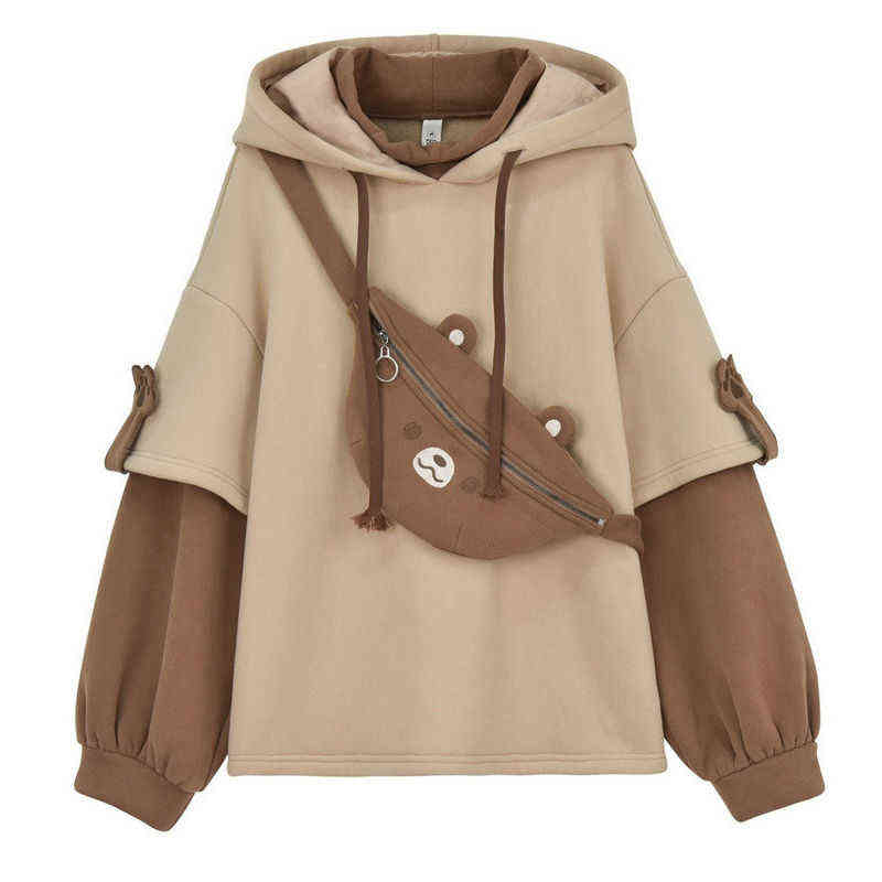 Merry Pretty harajuku bear hooded sweatshirt women korean kawaii long sleeve oversized hoodies sweet warm winter pulovers 211108, Hoodies with bag
Merry Pretty harajuku bear hooded sweatshirt women korean kawaii long sleeve oversized hoodies sweet warm winter pulovers 211108, Hoodies with bag