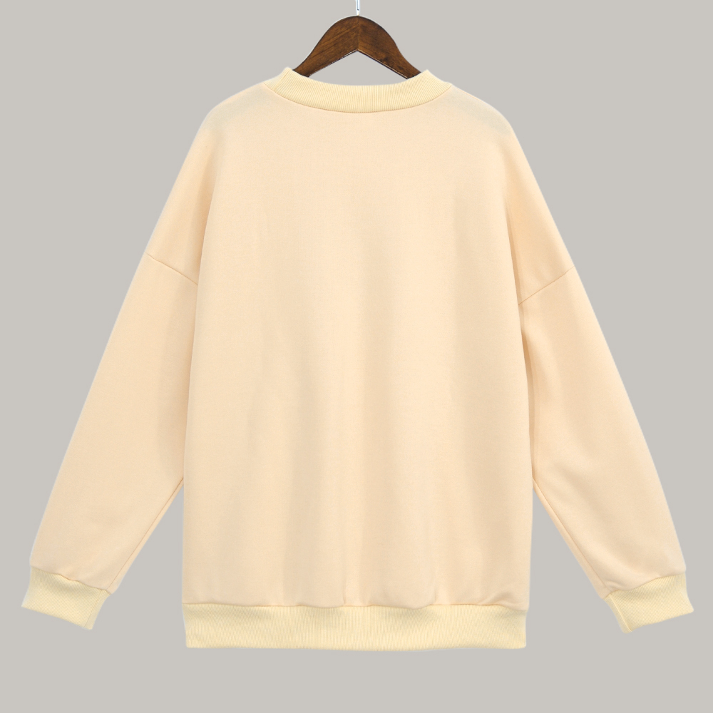 Women's Sweatshirt With Flower Print O-Neck Autumn Winter Female Casual Cute Yellow Clothes Woman Hoodies Loose Pullover 201112