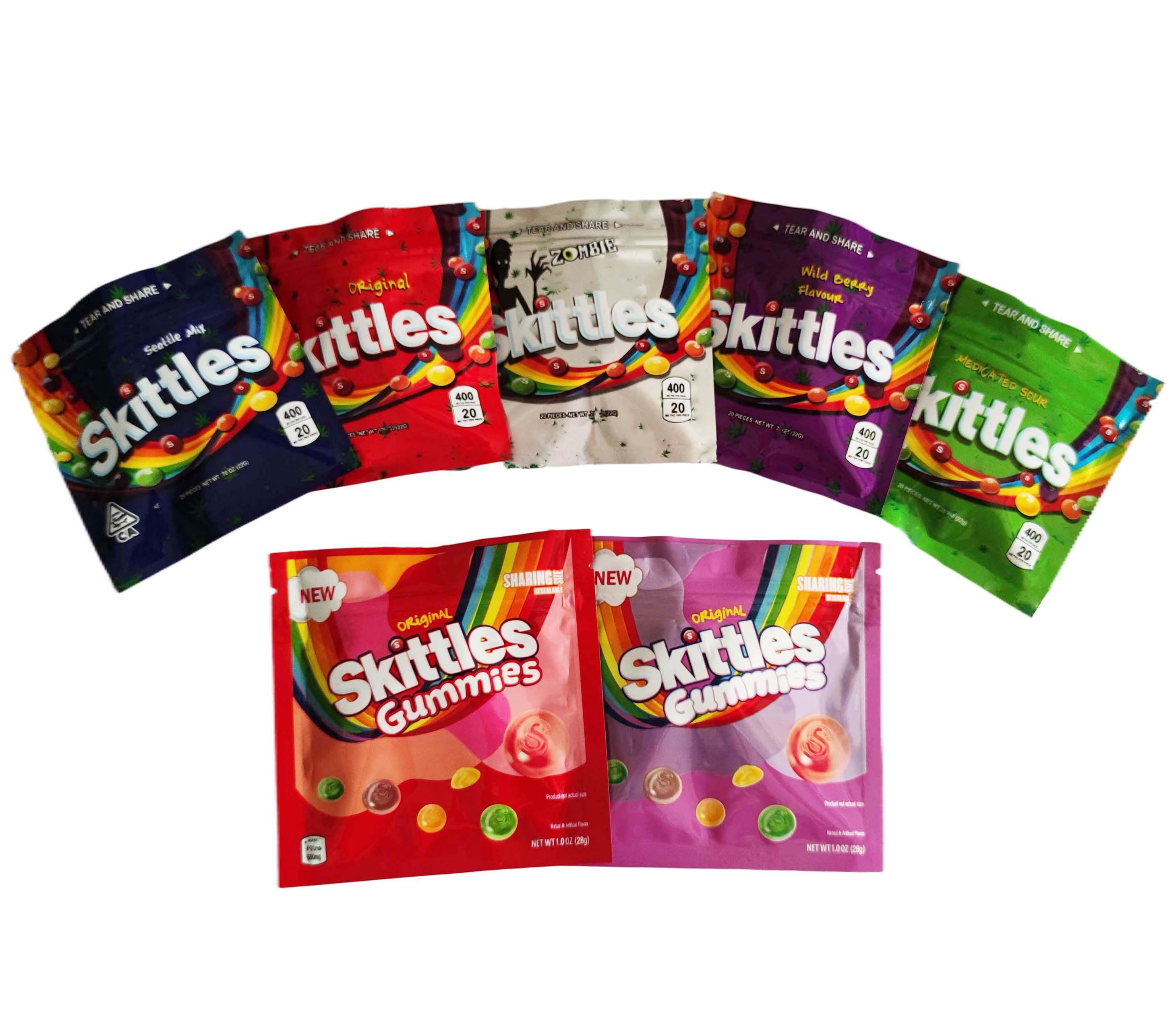 Wholesale Empty Skittles Gummies Mylar Bags 400mg Medicated Sour Rainbow Edibles Candy Gummy Zipper Packaging Skittle Bag 
Wholesale Empty Skittles Gummies Mylar Bags 400mg Medicated Sour Rainbow Edibles Candy Gummy Zipper Packaging Skittle Bag