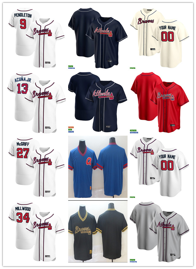 Men Women Youth 27 Fred McGriff 34 Kevin Millwood 9 Terry Pendleton 13 Ronald Acuna Jr. Custom Baseball Jersey Blank red white gray navy, Blue;black
Men Women Youth 27 Fred McGriff 34 Kevin Millwood 9 Terry Pendleton 13 Ronald Acuna Jr. Custom Baseball Jersey Blank red white gray navy, Blue;black