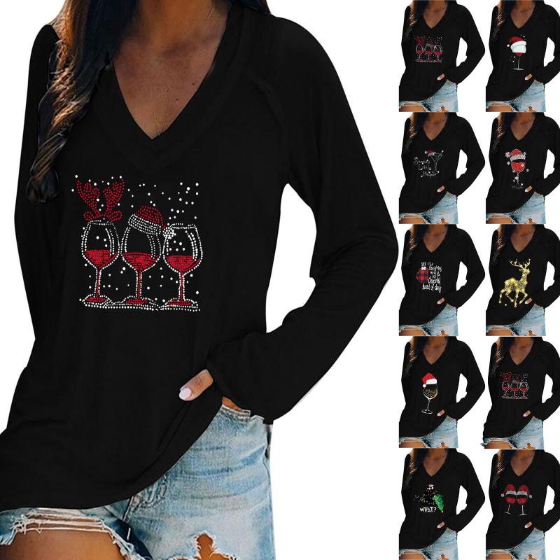 Women's T-Shirt Top Womens Long Sleeve Christmas Red Wine Glass Printed Graphic Sweatshrits Crewneck Loose Fit Casual Comfy V Neck Blouse
Women's T-Shirt Top Womens Long Sleeve Christmas Red Wine Glass Printed Graphic Sweatshrits Crewneck Loose Fit Casual Comfy V Neck Blouse