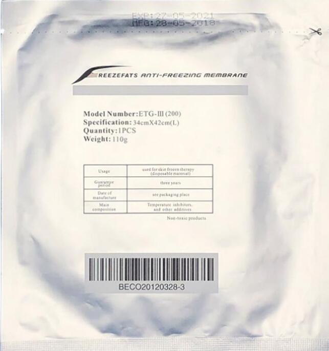 New arrive Fat Freezing Slimming Machine Anti-freezing Membrane Cooling Antifreeze Membrane CE 70g 60g 110g Antifrezee Membranes For Cryotherapy Machi