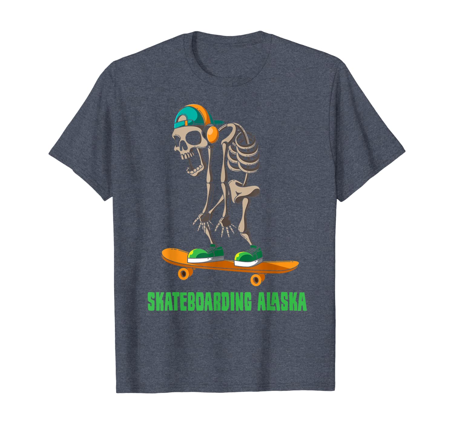 skeleton skateboarding alaska - america and usa gift t-shirt, White;black