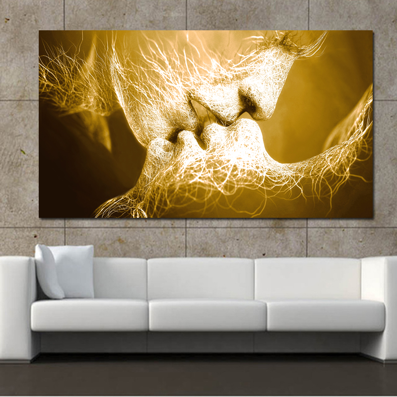 Abstract Art Love Kiss Canvas Painting For Living Room Wall Art Posters and Prints Modern Home Decorations