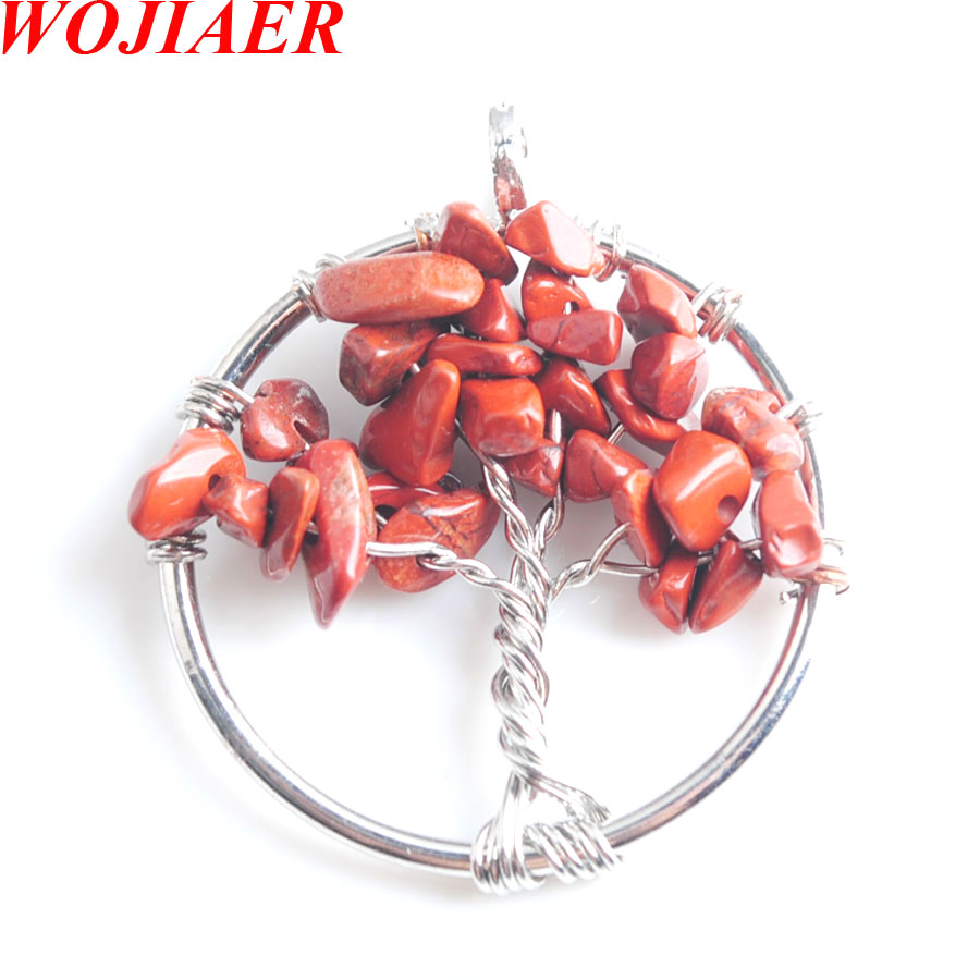 Tree of Life Pendant Natural Amethyst Gem Stone Chip Beads 7 Chakra Wire Wrapped Women Necklace Jewelry BM904