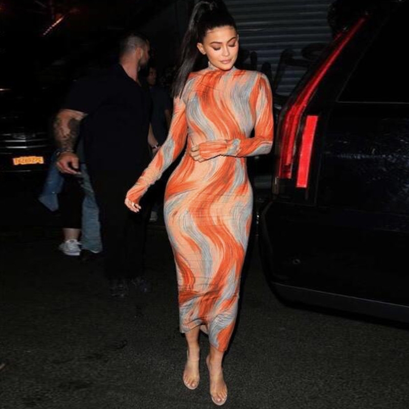 2020 women's fashion new print slim long skirt dress, Black;gray 
2020 women's fashion new print slim long skirt dress, Black;gray