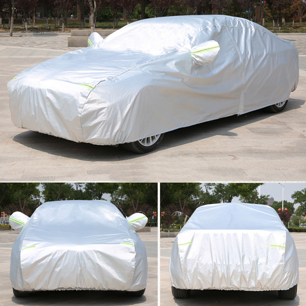 SUV/Sedan Cover with Side Zipper Outdoor Waterproof Dustproof Snow Covers Reflective Strip Exterior Car Sun Shade Protector