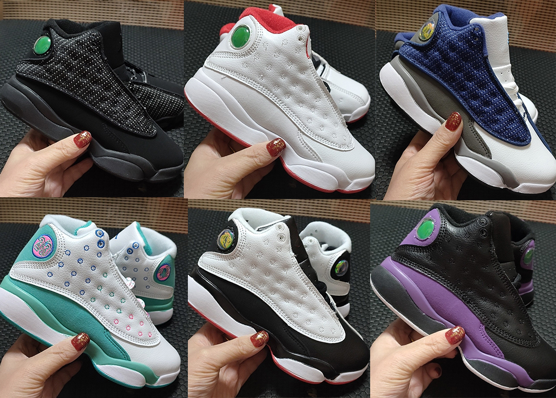 Children 13s basketball Retro shoes Boy Girls 13s sneakers lucky green flint bred black cat court purple sports outdoor trainers size 28-35, Color 5
Children 13s basketball Retro shoes Boy Girls 13s sneakers lucky green flint bred black cat court purple sports outdoor trainers size 28-35, Color 5