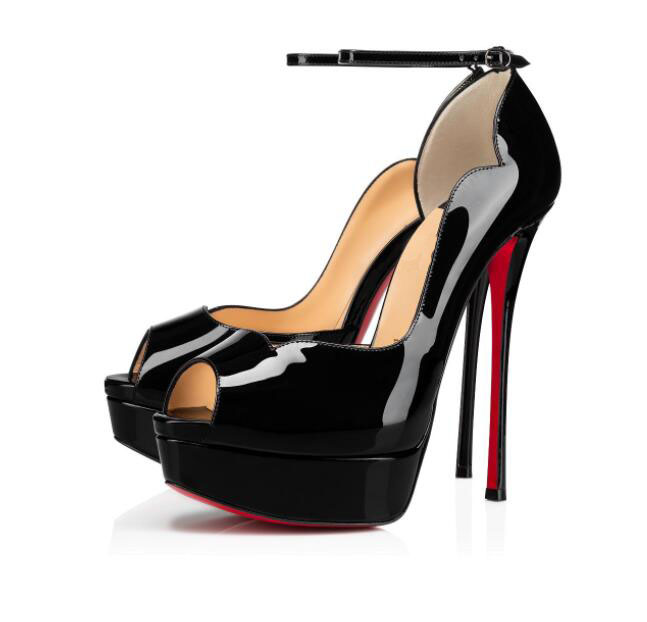 Ladies Sandals Summer High Heel Red Sole Shoes Round Chick Alta 150 mm Patent Leather Fish Head Nude Strap Buckle Banquet Evening Dress Party 
Ladies Sandals Summer High Heel Red Sole Shoes Round Chick Alta 150 mm Patent Leather Fish Head Nude Strap Buckle Banquet Evening Dress Party