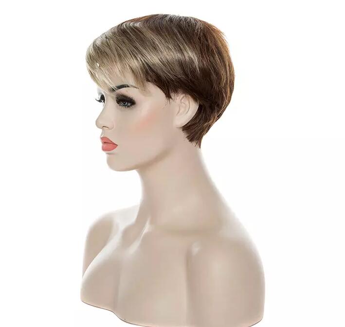 Elegant Short Synthetic Straight Brown Hairstyle Hightemperature Hair Wig for Women's Daily Life Cosplay
