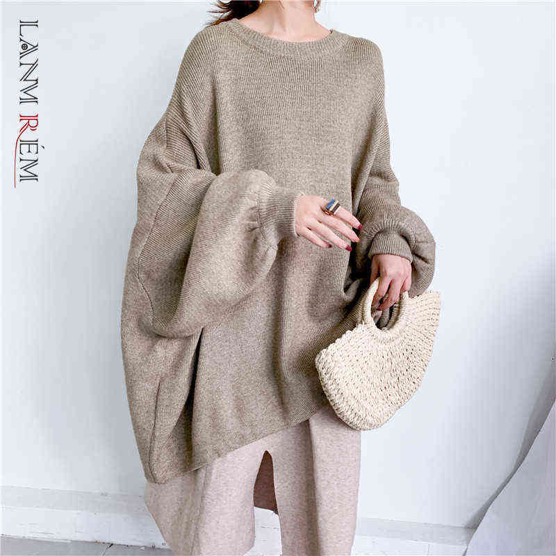 LANMREM 2021 Autumn New Fashion Solid Color Round Neck Pullover Bat Sleeve Long Knit Sweater Women PB615 Y1110, Bean red
LANMREM 2021 Autumn New Fashion Solid Color Round Neck Pullover Bat Sleeve Long Knit Sweater Women PB615 Y1110, Bean red