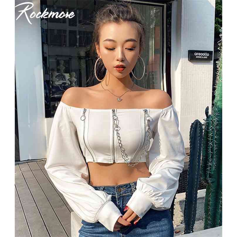Rockmore Double Zipper Chain Tshirt Women Black Gothic Crop Top Long Puff Sleeve Square Collar Backless Shirts Casual T-shirt 210720, White
Rockmore Double Zipper Chain Tshirt Women Black Gothic Crop Top Long Puff Sleeve Square Collar Backless Shirts Casual T-shirt 210720, White