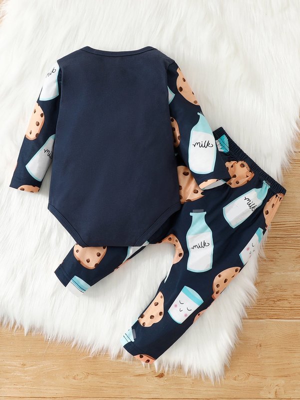 Baby Milk & Cookies Print Bodysuit & Pants SHE