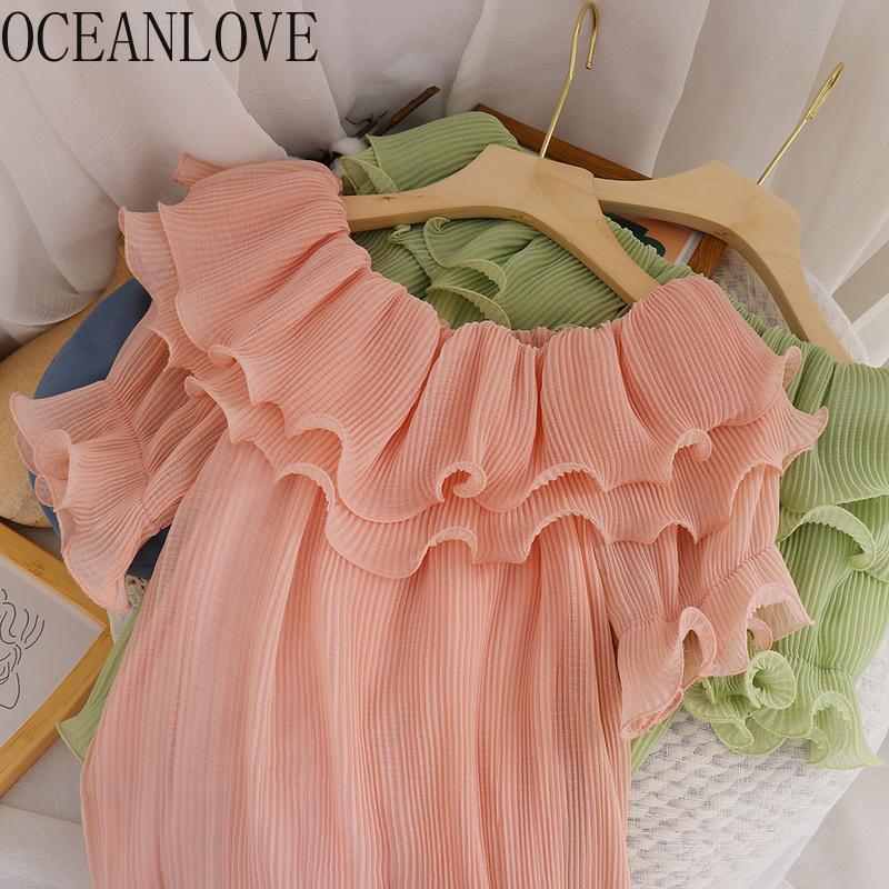 Women's Blouses & Shirts OCEANLOVE Ruffles Chiffon Solid Short Sleeve Slash Neck Sweet Korean Retro Blusas Mujer Loose 2021 Sumer Women Tops, Green
Women's Blouses & Shirts OCEANLOVE Ruffles Chiffon Solid Short Sleeve Slash Neck Sweet Korean Retro Blusas Mujer Loose 2021 Sumer Women Tops, Green