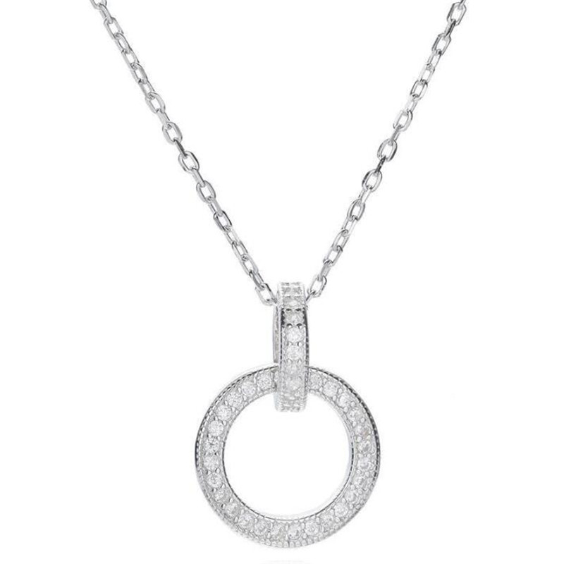 Choucong Brand Unique Circle Pendang Smple Fashion Jewelry 925 Sterling Silver Pave White CZ Diamond Gemstones Party Eternity Women Wedding Clavicle N