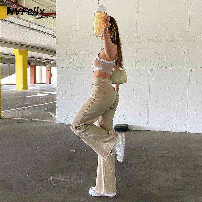 Fashion Loose Jeans For Women High Waist Stretch Wide Leg Femme Trousers Casual Comfort Denim Mom Pants Washed Jean Pants 211111