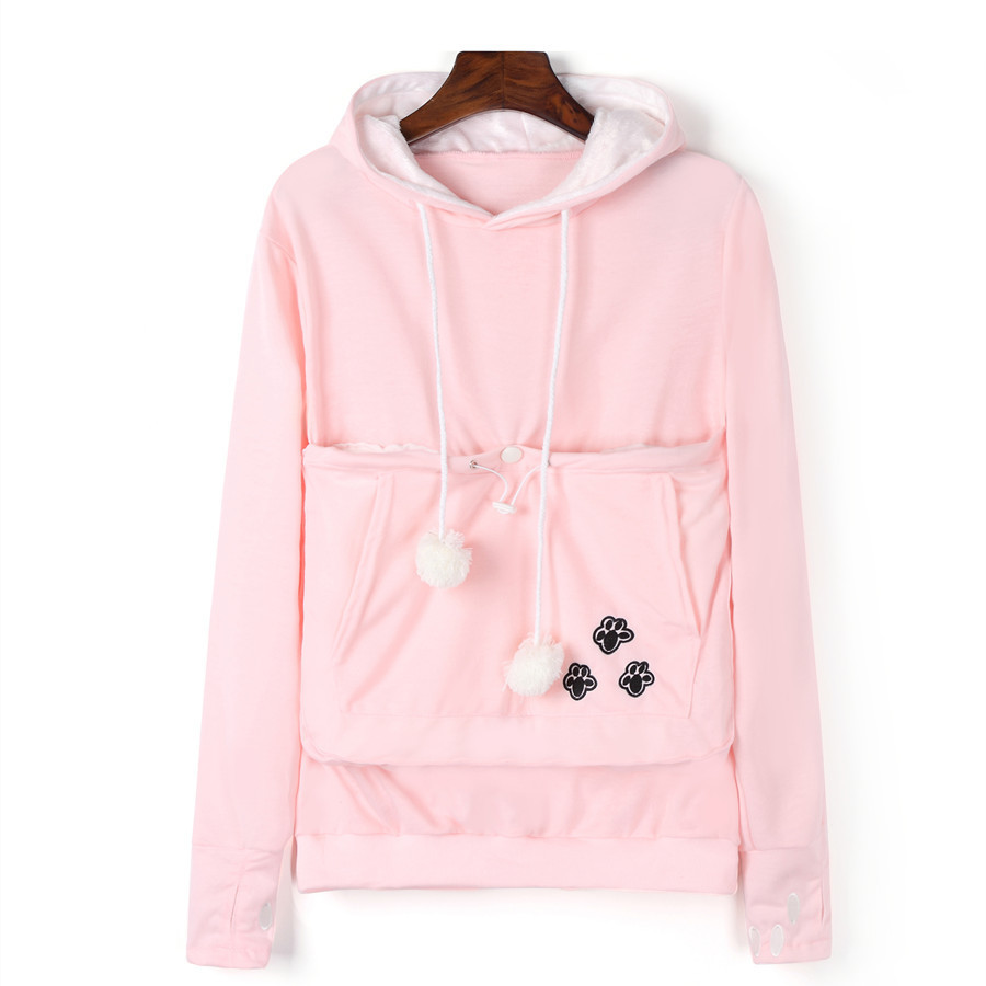 Hooded Cat Dog Pet Casual Unisex Kangaroo Coat Hoodies Sweatershirts Women Kangaroo Cat Casual Hoodie Sweatershirts 201102