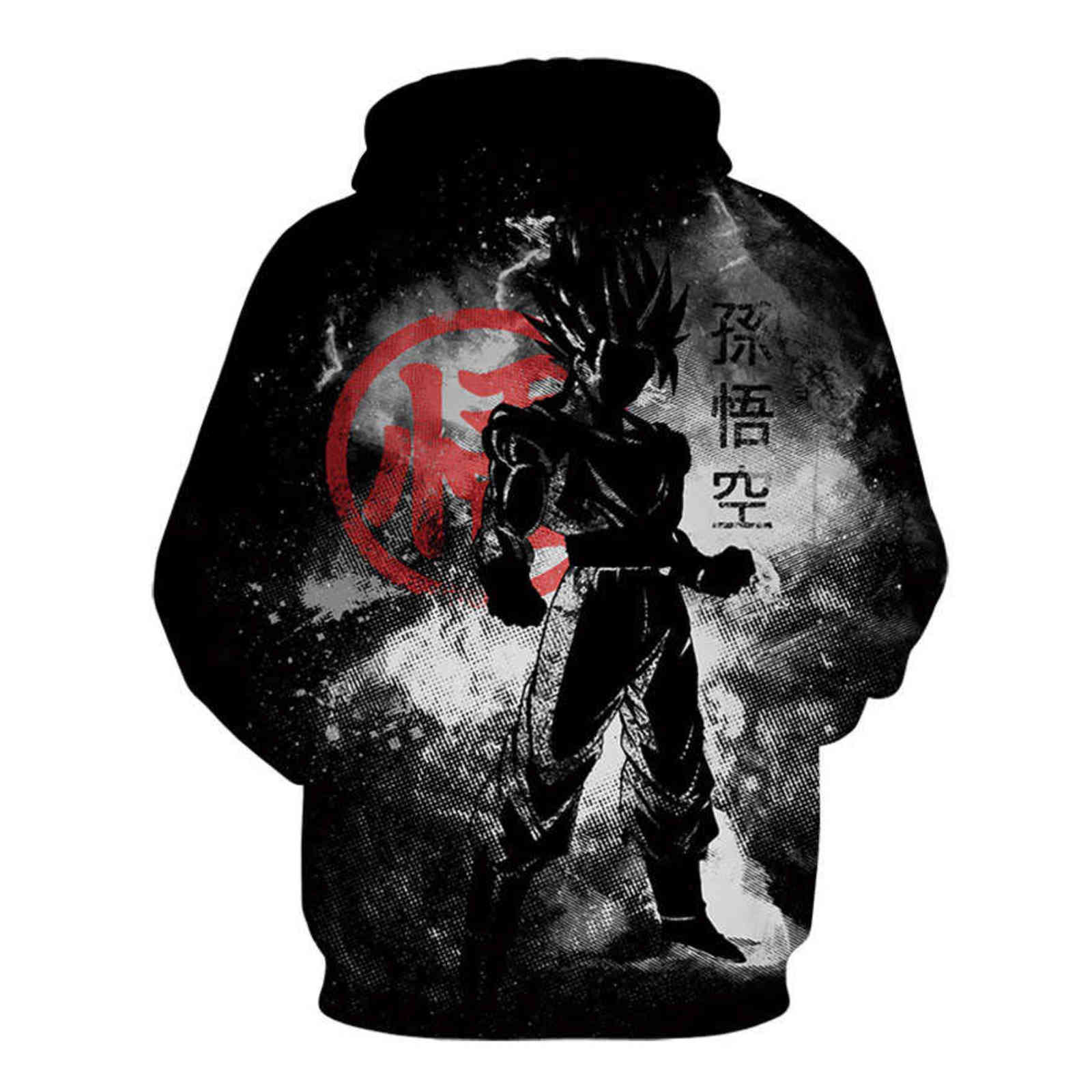 Autumn 3d Men's Hoodie Goku 3d Printing Children's Cartoon Anime Street Fashion Hip Hop Pullover Coat Y1120