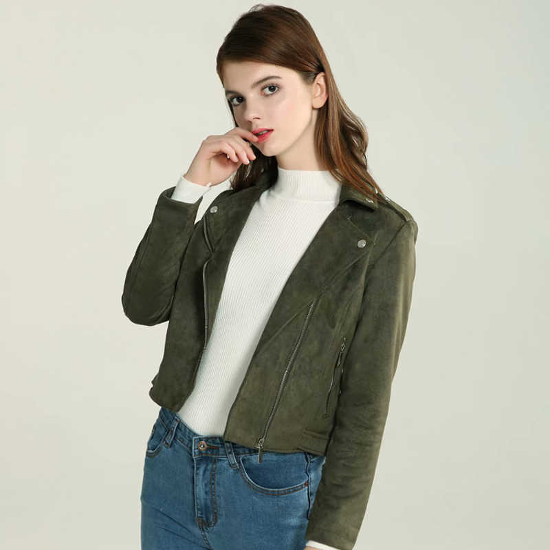 Ly Varey Lin Women Autumn Winter Suede Faux Leather Jacket Motorcycle Zipper Biker Coat Pink Red Black Punk Female Outwear 210526