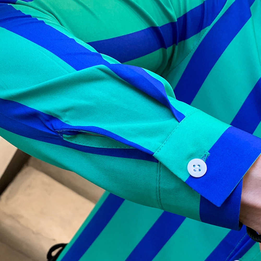 Striped Men's Shirt Dress Business Casual s Long Sleeve Slim Fit Men Autum Tuxedo Social s Male Clothing 210721