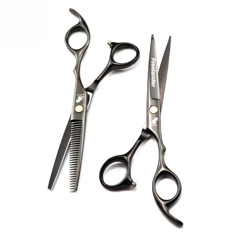 FREELANDER 5.5 inch/6.0 inch black hair scissors cutting / thinning scissors with comb and leather case